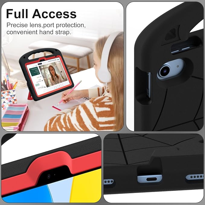 Kids Case for iPad 9th/8th/7th Gen. (10.2-inch 2021/2020/2019) | Shockproof Cover with Built-in Screen Protector and Stand Black