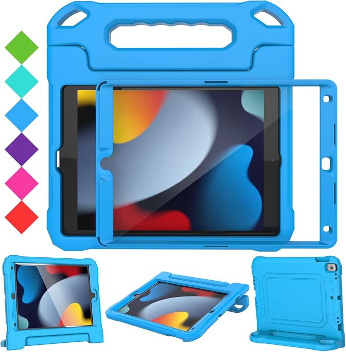 SUPLIK Kids Case for iPad 9th/8th/7th Generation -10.2 inch 2021/2020/2019 Built with Screen Protector Durable Shockproof Handle Stand Case for Apple iPad Gen 9/8/7 Black