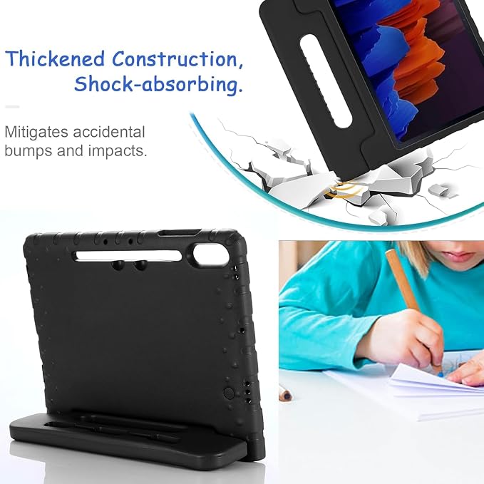 Kids Case for Samsung Galaxy Tab S10 FE Plus 13.1 (2025) Techcircle Handle Stand Light EVA Foam Bumper Protective Rugged Drop Protection Child Proof Cover Black