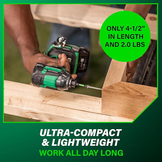 Metabo HPT 18V MultiVolt Cordless Triple Hammer BOLT Impact Driver Set, Power Impact Driver Kit with Case, 2 Lithium-Ion Batteries and Charger, 1/4-Inch Chuck, Compact LightWeight Power Tool, WH18DC