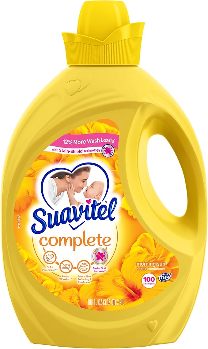 Suavitel Complete Liquid Fabric Conditioner, Laundry Fabric Softener with Fabric Protection Technology, Morning Sun, 100 fl oz, Enough Liquid For 100 Small Loads