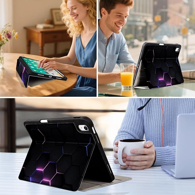 Vimorco for iPad A16 Case for iPad 11th/10th Generation Case Pencil Holder | for iPad Case 11th/10th Generation 11”/10.9” Typing Stand/4 Viewing Angles/Lightweight/Slim Auto Sleep/Wake Cyberpunk Te