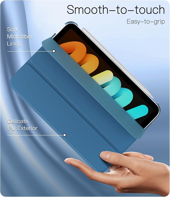 TiMOVO Case for iPad mini 7 A17 Pro 8.3 &amp mini 6th Gen - Black | Slim Translucent Hard Back Folio Cover Support Touch ID Auto Wake/Sleep