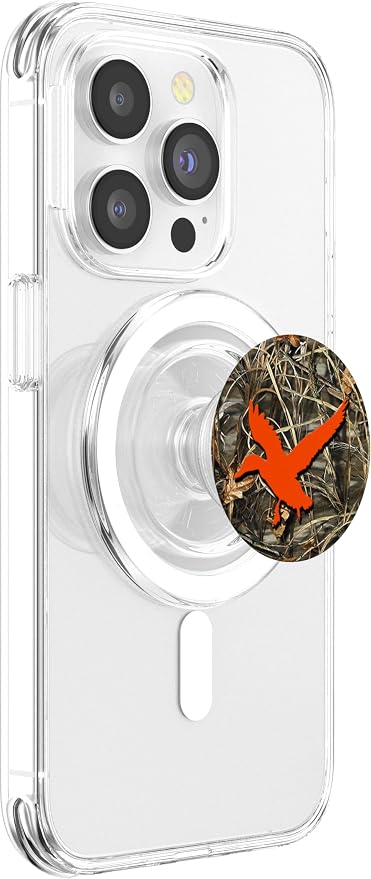 Duck Hunting Orange Brown Camouflage Camo Background PopSockets Adhesive PopGrip