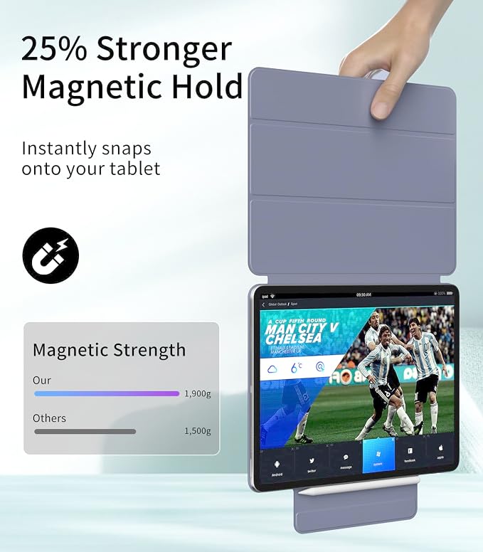 Magnetic Case for iPad Air 13 Inch M3/M2 (2025/2024) iPad Pro 12.9 inch 6th/5th Generation (2022/2021) | Auto Sleep/Wake | Pencil Pro &amp USB-C | Non-Slip PU Leather Protective Cover Black