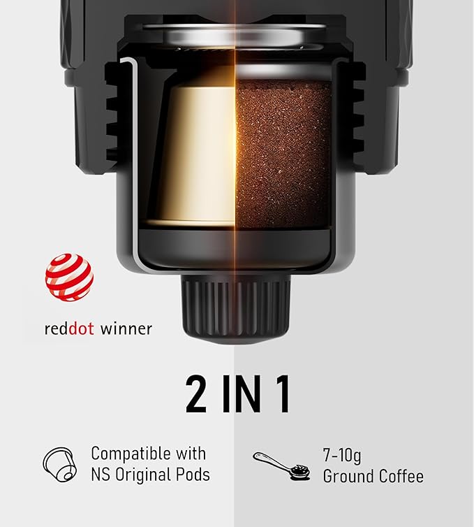 STARESSO Classic Manual Espresso Maker, 2 IN 1 Travel Coffee Machine