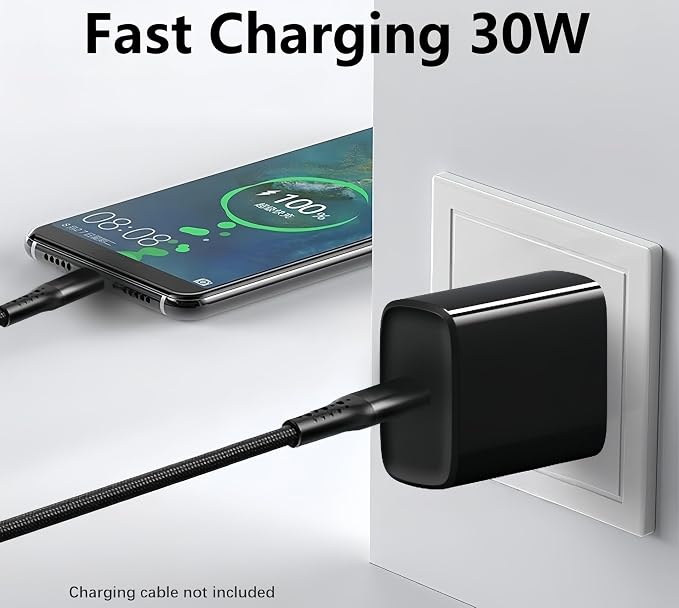 USB C Super Fast Charging Adapter 30W Charger for Motorola Moto G Play 2024 G Power G Stylus 5G Edge+ &amp Samsung Galaxy S26 S25 Galaxy Tab A11+