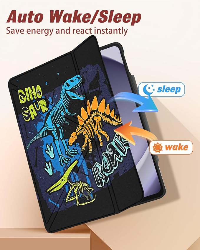 for Samsung Galaxy Tab A9 Plus Case with Pen Holder - for Girls Women Boys Cute Cartoon Cool Anime Kawaii Fun Protector Stand Folio Moon Cat