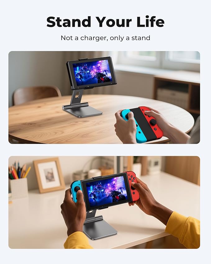 Foldable Magnetic Stand Holder for Nintendo Switch 2 iPhone | Aluminum Alloy Adjustable Design MagSafe-Compatible Portable Kickstand Mount Switch 2 Accessories for Desktop &amp Travel