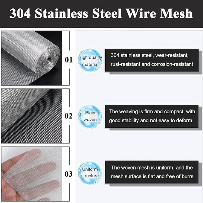 Stainless Steel Woven Wire Mesh, 304 Insect Screen, 30 Mesh Window Grid