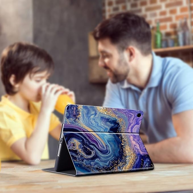 Case for Samsung Galaxy Tab A9 Plus 2023/A11 Plus 2025 11 inch Lightweight Protective PU Leather Smart Stand Cover with Auto Wake Sleep Tablet Case Cover - American Flag &amp Fish