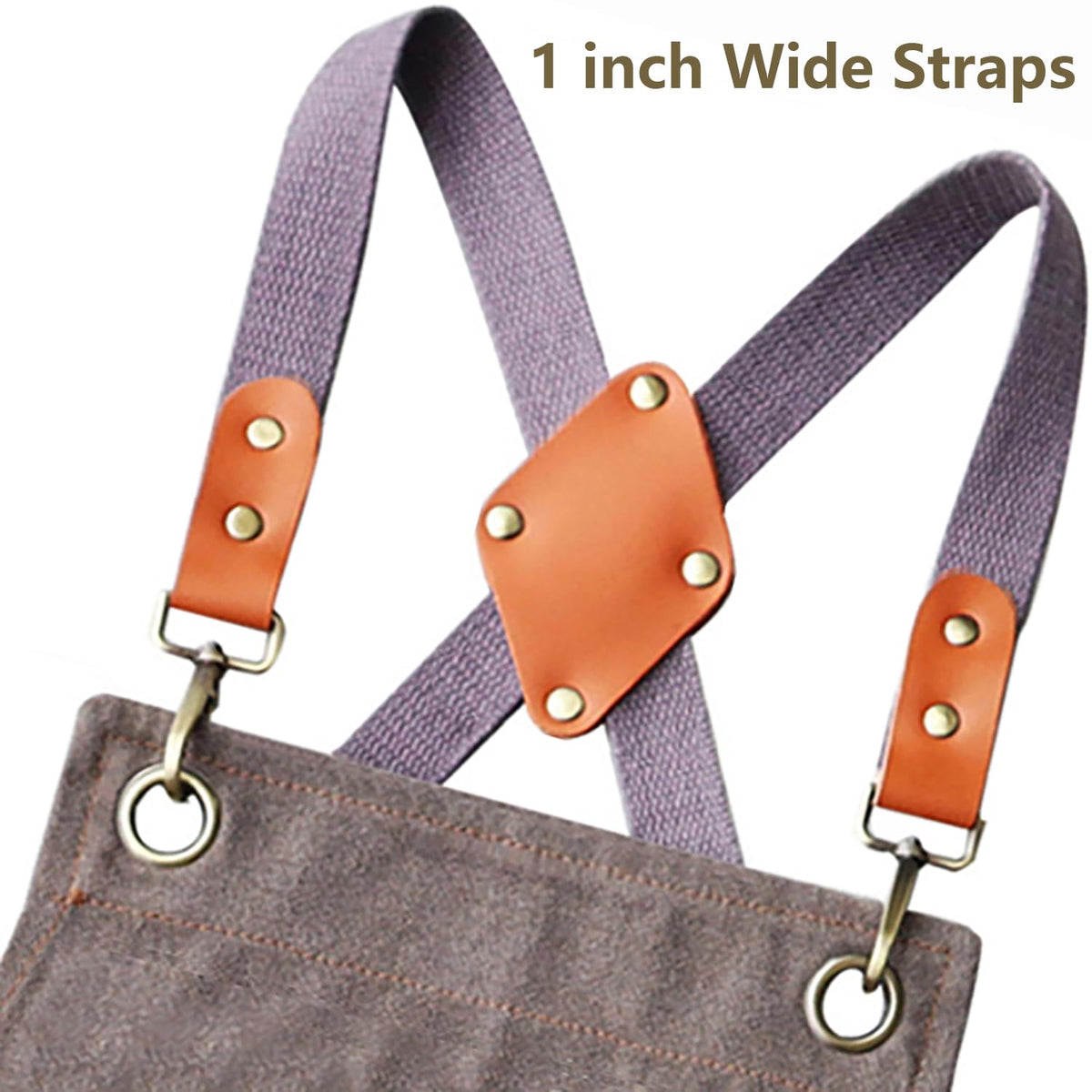 AFUN Work Aprons for Men with Large Pockets, Cotton Canvas Cross Back Heavy Duty Adjustable Tool Apron, Size M to XXL (Grey)