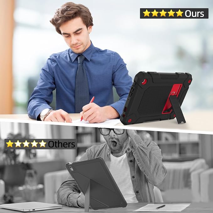 MENZO All-New Case for 8 Tablet Slim Shockproof Rugged High Impact Protective Case with Kickstand Black
