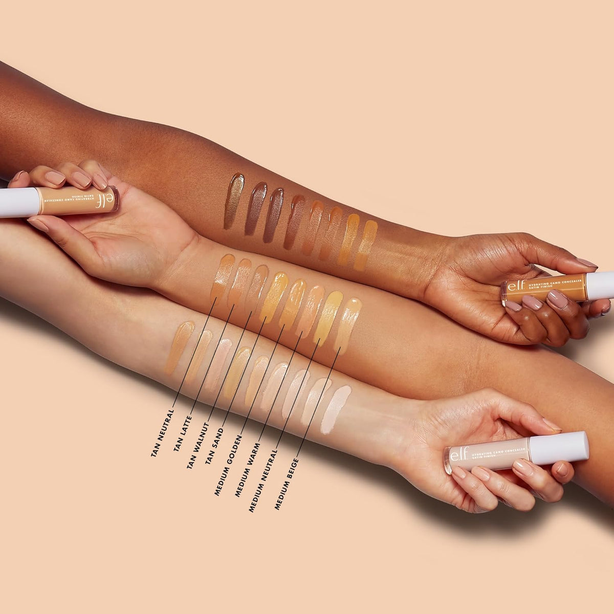e.l.f. Hydrating Camo Concealer, Covers Blemishes & Under-Eye Circles, Full-Coverage & Delivers A Satin Finish, Vegan & Cruelty-Free, Medium Warm