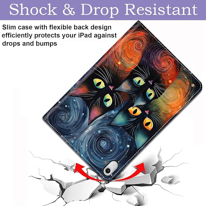 Case for iPad (A16) 11th Generation 11 Inch 2025 / iPad 10th Generation 10.9 Inch 2022 Ultra-Thin Multi-Angle Protective Cover with Auto Sleep/Wake A Dark Horse