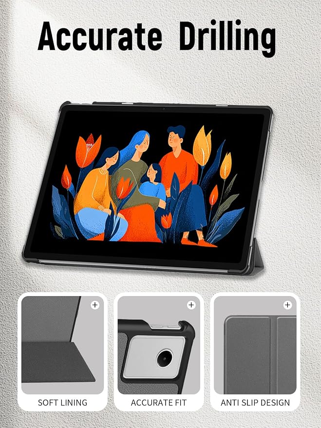Case for Lenovo Idea Tab Plus 12.1 Inch Tablet 2025 (Black) | Scratch Resistant Leather Texture Cover with Trifold Stand Auto Sleep/Wake