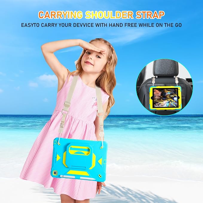 for iPad 9th/8th/7th Generation Case iPad 10.2 Case 2021/2020/2019 Rugged Heavy Duty Shockproof Protective Kids Case with Screen Protector/360° Rotating Folding Stand/Pencil Holder/Shoulder Strap