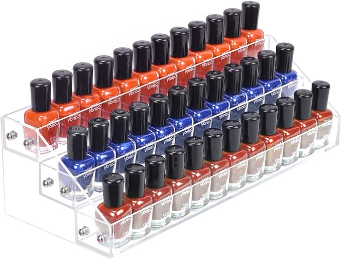 3 Packs Clear Nail Polish Organizer Holder Shelf Rack, Acrylic Display Stand For Sunglasses Paint Essential Oils, Makeup Holder, Nail Poliahes Storage to 36 Bottles (Fit 1-2oz Bottles)