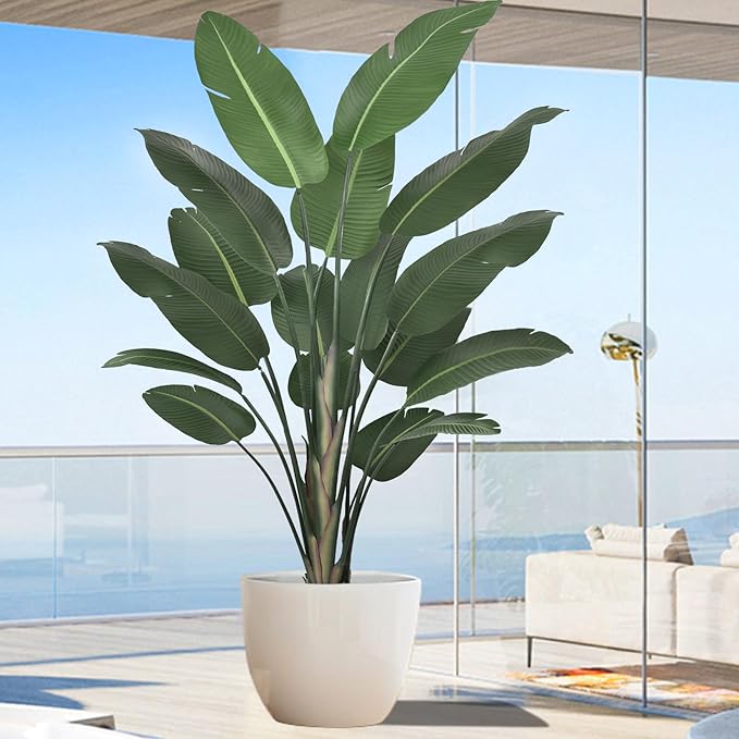 8ft Tall Bird of Paradise Artificial Tree (94 Inch) with Large Trunks and Realistic Leaves Big Faux Floor Potted Plants Fake Silk Plants for Home Office Living Room Decor Indoor (8feet,1pack)