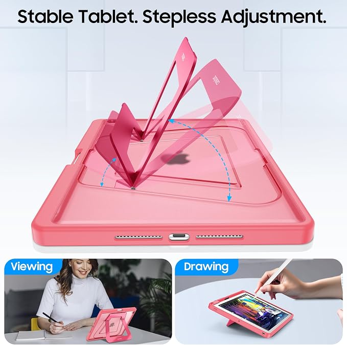 Fintie Shockproof Case for iPad 9th / 8th / 7th Generation 10.2 Inch | Slim Frosted Hard Back Cover Multi-Angle Viewing Built-in Kickstand &amp Pencil Holder Anti-Scratch Black