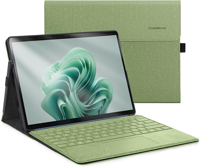 Omnpak Case for 13 inch Microsoft Surface Pro 11 (2024) Surface Pro 10 &amp Pro 9 Protective Cover with Multi-Angle Stand &amp Stylus Holder Compatible with Type Cover Keyboard Black