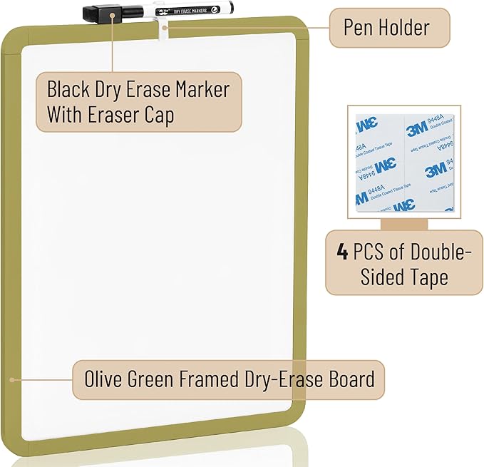Mr. Pen- Dry Erase Board, 14” x 11” with a Black Dry Erase Marker, Small Mini White Board for Students, Back to School Supplies