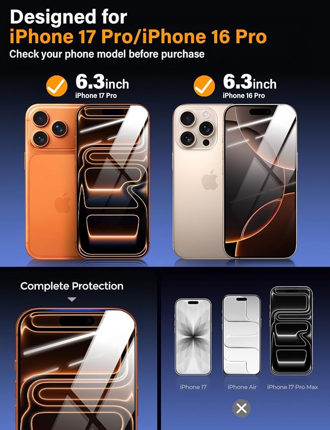 X-level 2 Pack for iPhone 17 Screen Protector with Alignment Frame Anti-Scratch Case FriendlyEasy InstallationTempered Glass Transparent HD for iPhone 17 6.3 Clear Film