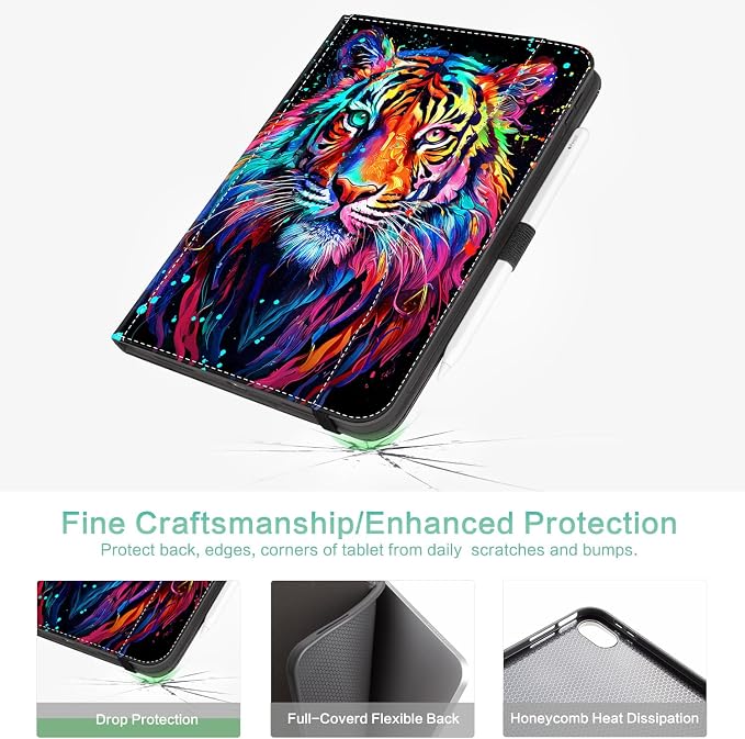 Lokigo Case for iPad (A16) 11th/10th Generation Aurora Forest | for iPad 11th-11 Inch/10th-10.9 Inch Stand Cover Pencil Holder/Hand Strap/Pocket Support Touch ID Auto Wake/Sleep