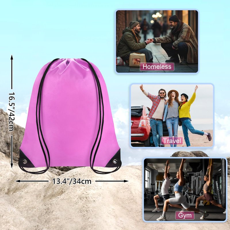 Grneric Drawstring Backpack Bulk 42 Pcs String Backpack Drawstring Bags Cinch Bag Sackpack for Men Women Gym (Pink)