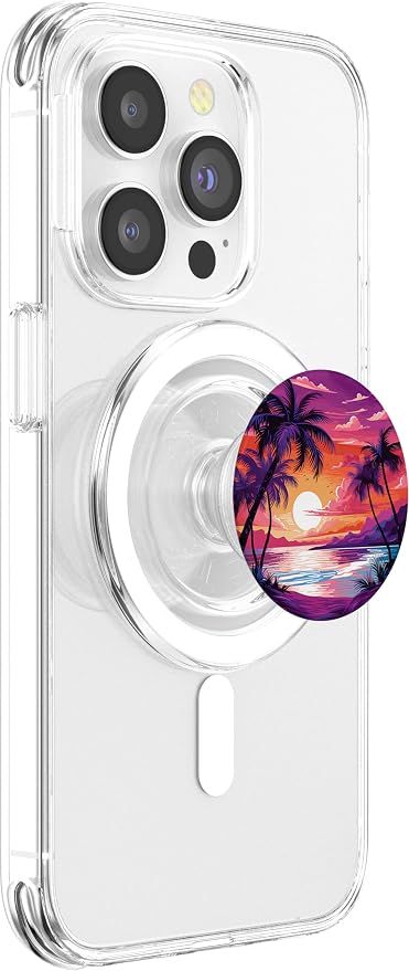 Palm Tree Beach Sunset Tropical Ocean Palms PopSockets Adhesive PopGrip