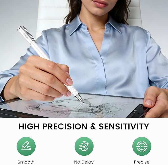 MEKO Stylus Pen for Touchscreen 2-in-1 Universal Stylus 6Pcs | MEKO 1st Gen Stylus Fiber &amp Disc Tips High Precision Work for iPad iPhone Android Tablets All Touch Screens-Black