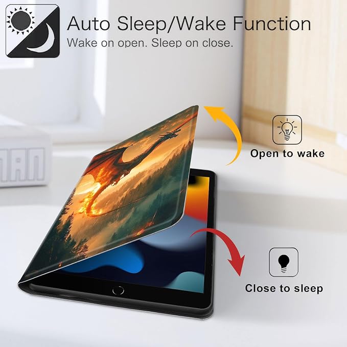 for iPad 11th Generation (A16 2025) 11 / iPad 10th Gen 10.9 2022 Case 360° Rotating PU Leather Stand Cover with Auto Sleep/Wake Shockproof TPU Backl Two Dragons Fighting