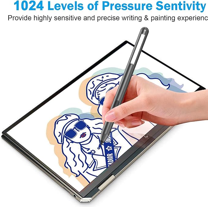 Stylus Pen for HP Omnibook X Flip Rechargeable MPP 2.0 with 4096 Pressure | Digital Stylus Pen for HP Envy/Pavilion/Spectre x360 – Tilt Support Palm Rejection Fast Charge Ideal for Drawing &amp N