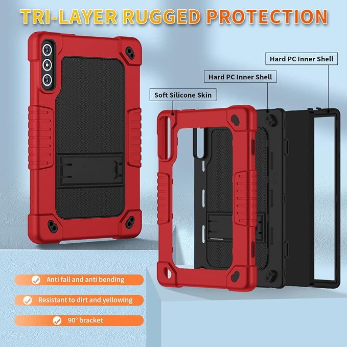 Case for KADYBE D106 Tabletfor MEIZE D106 Tablet CaseShockproof Hybrid Case with Shoulder Strap for VOZIZOV D106 Android 14/KADYBE D106/MEIZE D106/FEONAL 10.1 inch 2024 Tablet (Black)