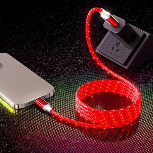 IHAO Multi Ports Light-Up USB Cable USBA to USBC/MicroUSB Cable Durable Fast Charging Cable with Visible Current Flow As Night Light Use-3in1 Blue
