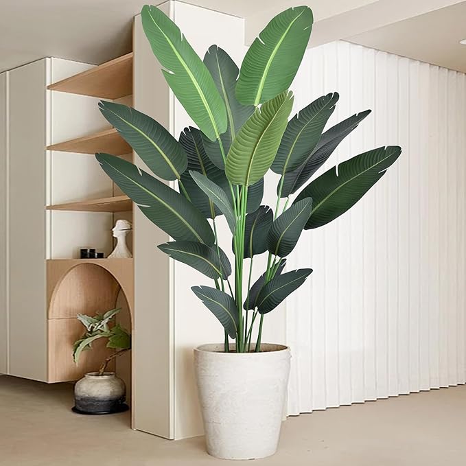 7ft Artificial Bird of Paradise Trees (84in) Tall Large Faux Tree with 19 Realistic Trunks, Fake Tropical Floor Potted Artificial Silk Plant for Home Office Indoor Decor (7feet,1Pack)