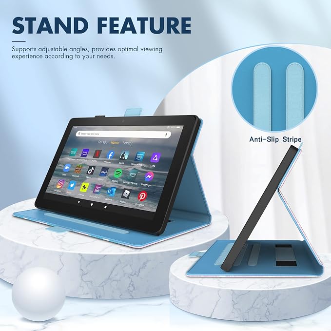 Dteck for Fire HD 8 Tablet Case (8th/7th/6th Generation-2018/2017/2016 Release) 8 Slim Folio Case with Auto Sleep Wake &amp Stand Function with Hand Strap Protective PU Leather Cute Cover Colorf