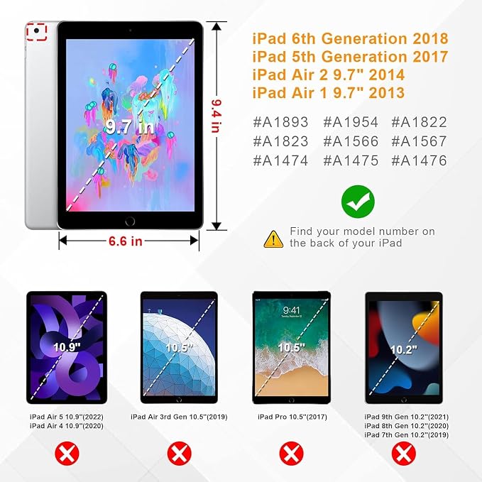Case for iPad 6th/5th Generation (2018 2017 Model 9.7 Inch) iPad Air 2/Air 1 (9.7 Inch) Slim PU Leather Stand Folio Cover with Auto Wake Sleep African Woman Wolf