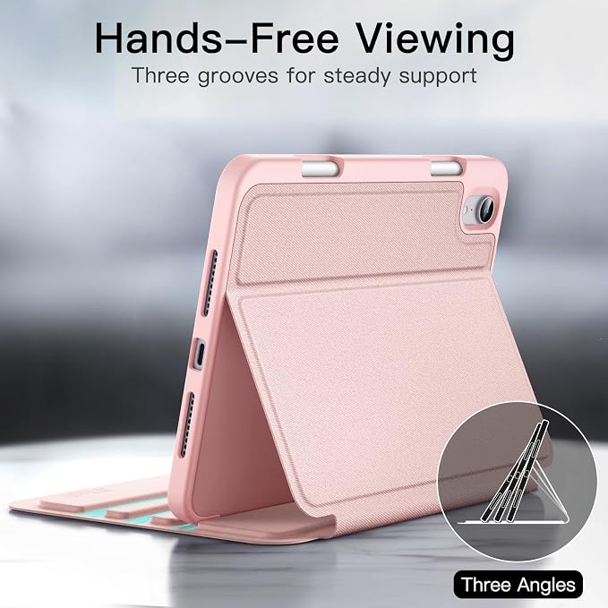 JETech Folio Case Cover for iPad mini A17 Pro/6th Gen (2024/2021) Black | Multi-Angle Stand Cover Pencil Holder Slim Protective Cover Auto Wake/Sleep