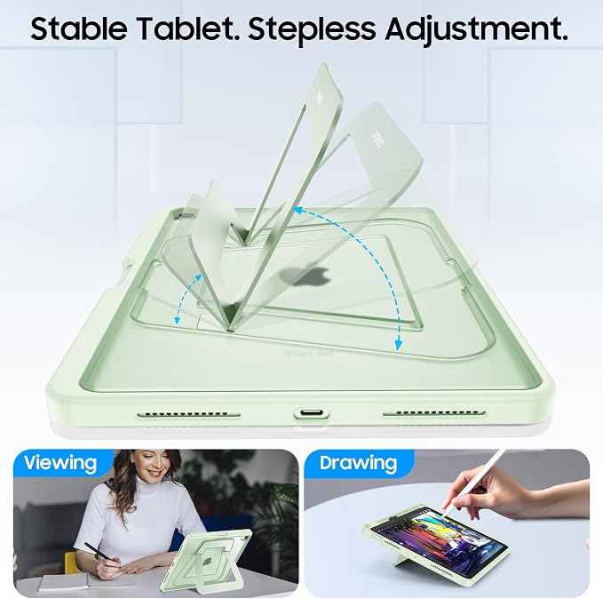 Fintie Shockproof Case for iPad Air 11-inch &amp iPad Air 5th/4th Gen 10.9 in | Slim Frosted Hard Back Cover Multi-Angle Viewing Built-in Kickstand &amp Pencil Holder Anti-Scratch Black