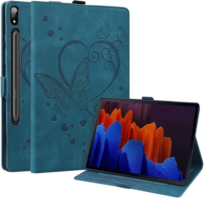 Dteck Wallet Case for Galaxy Tab S10+/S9+/S7 FE/S8+/S7 Plus 12.4 Tablet Premium PU Leather Folding Stand Auto Wake/Sleep Pen Holder Case with Hummingbirds