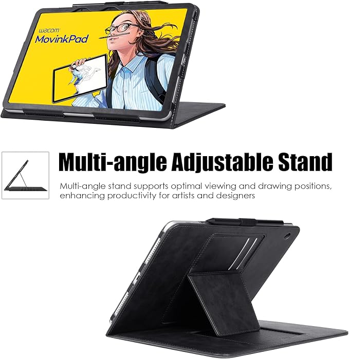 Case for Wacom MovinkPad 11 TabletDark Blue | Multiple-Angles Viewing StandPremium PU Leather Protective Cover with Pen Holder Loop
