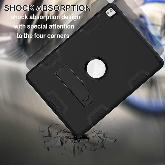 MAKEIT CASE for iPad Pro 9.7 inch Case iPad Air 2 Case Shock Absorption High Impact Resistant Hybrid Protective Tablet Cases Cover with Kickstand for iPad Air 2 / iPad Pro 9.7 2016 Release