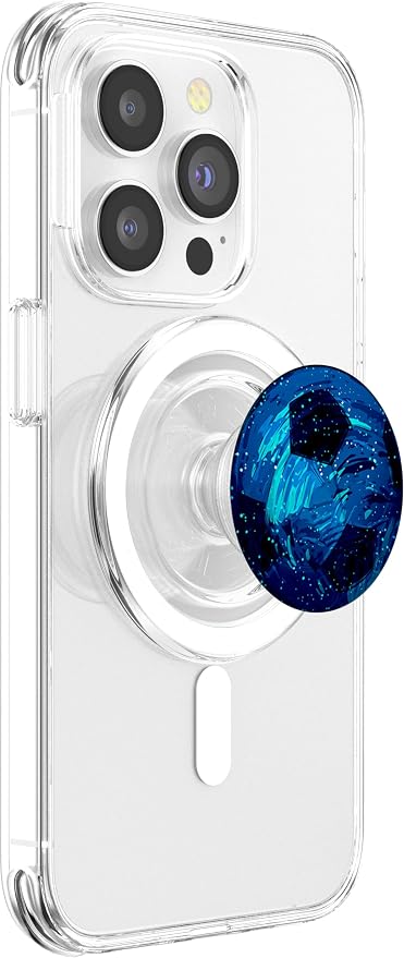 Galaxy Soccerball Blue Cool Sport Art Football Player Gift PopSockets Adhesive PopGrip