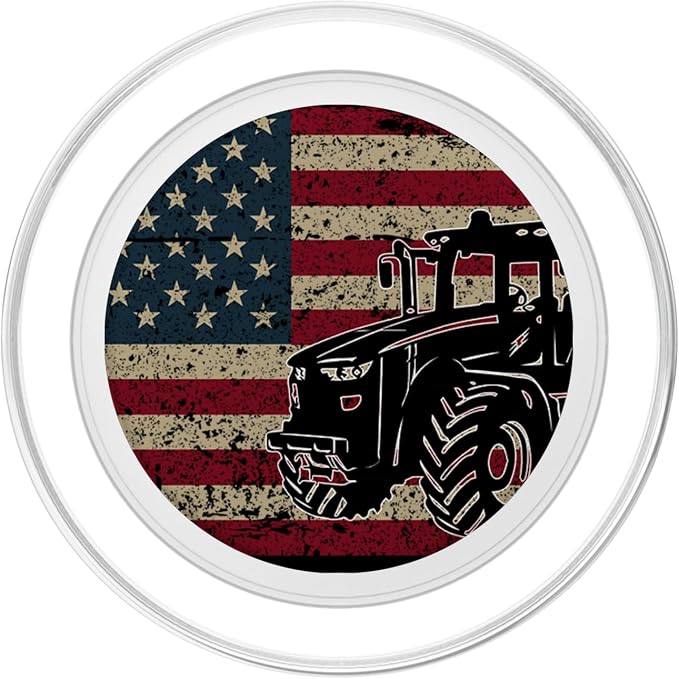 Farm Tractors America Flag I Patriotic Farming Gift Idea PopSockets Adhesive PopGrip