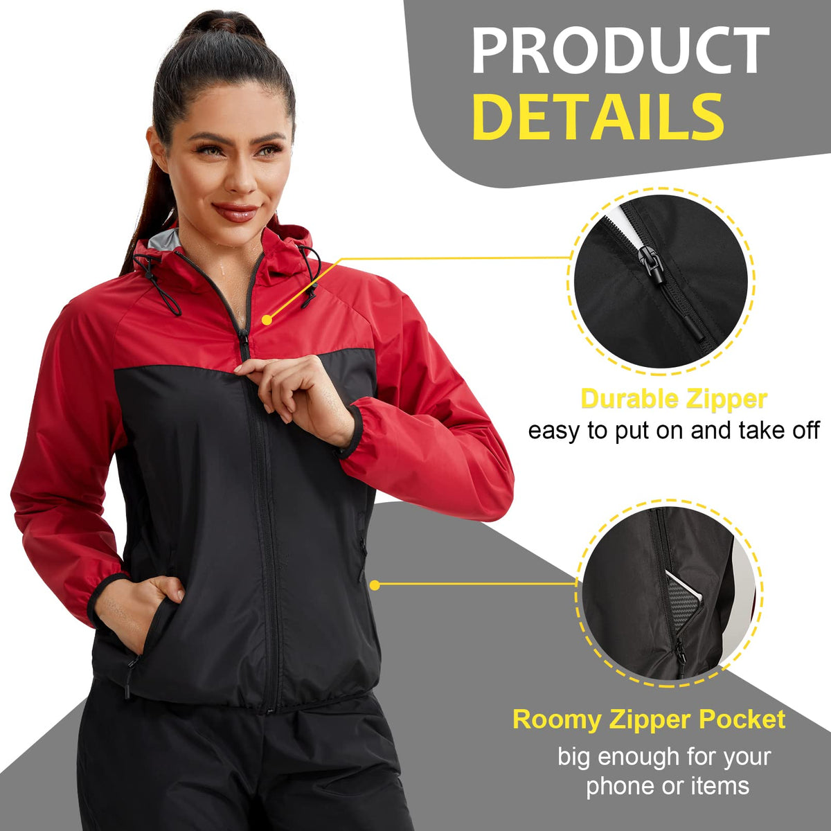 Junlan Sauna Suit for Women Sweat Jacket Gym Workout Vest Sweat Suits