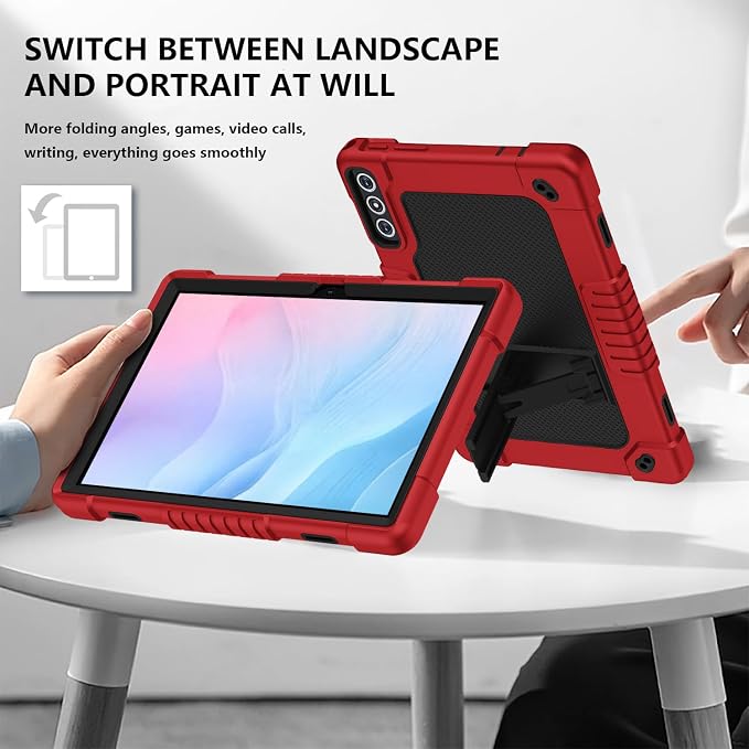 Case for KADYBE D106 Tabletfor MEIZE D106 Tablet CaseShockproof Hybrid Case with Shoulder Strap for VOZIZOV D106 Android 14/KADYBE D106/MEIZE D106/FEONAL 10.1 inch 2024 Tablet (Black)