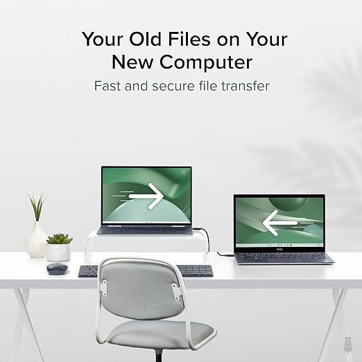 Plugable USB Transfer Cable Unlimited Use Transfer Data Between 2 Windows PC's Compatible with Windows 11 10 7 XP Bravura Easy Computer Sync Software Included