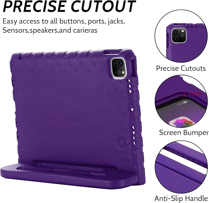 Dteck Kids Case for iPad 10.2 - Shockproof Rugged EVA Handle Stand Child Proof Case for iPad 9/8/7 Generation Black
