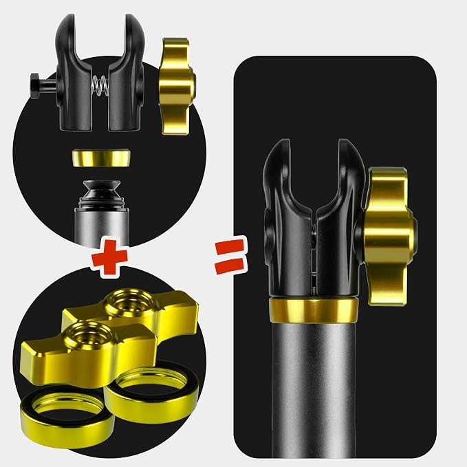 Tackform 10 Long 20mm Ball and Socket Arm DuraLock 20 Series Aluminum Tube Arm | Dual 20mm Sockets and Optional Anti-Theft Knobs | Black